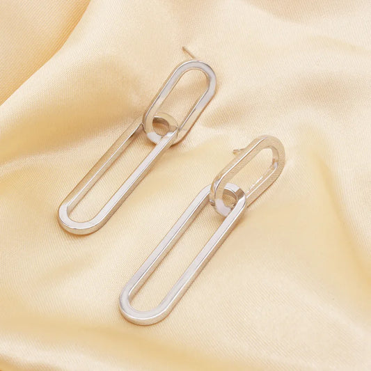 Micro Inlaid Zircon Geometric Earrings Paper Clip