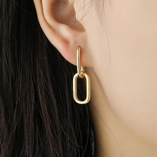 Micro Inlaid Zircon Geometric Earrings Paper Clip