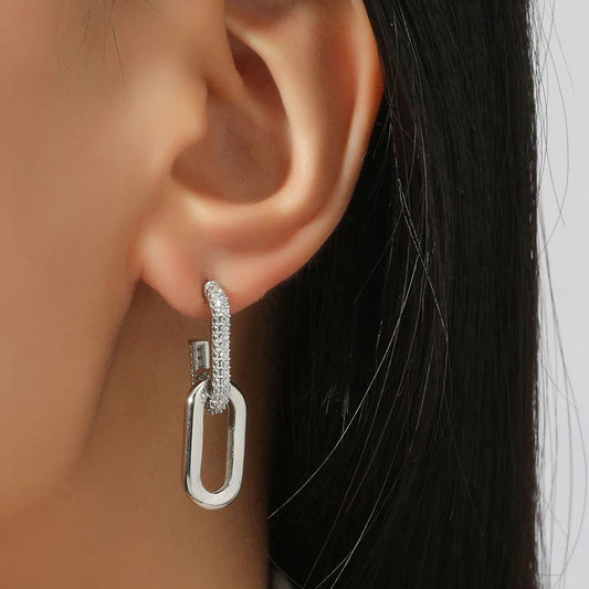 Micro Inlaid Zircon Geometric Earrings Paper Clip