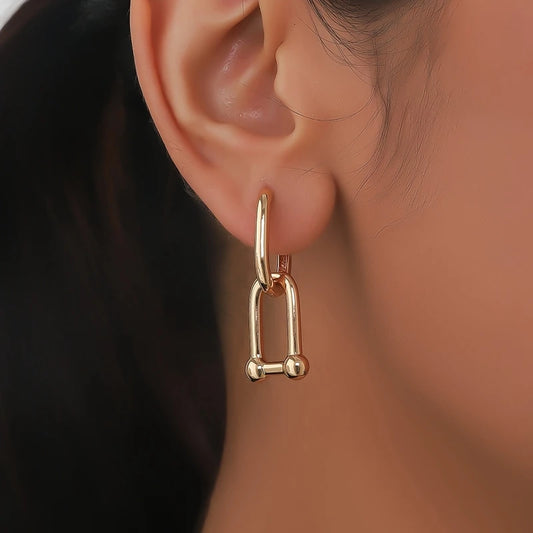 Micro Inlaid Zircon Geometric Earrings Paper Clip