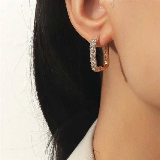 Micro Inlaid Zircon Geometric Earrings Paper Clip