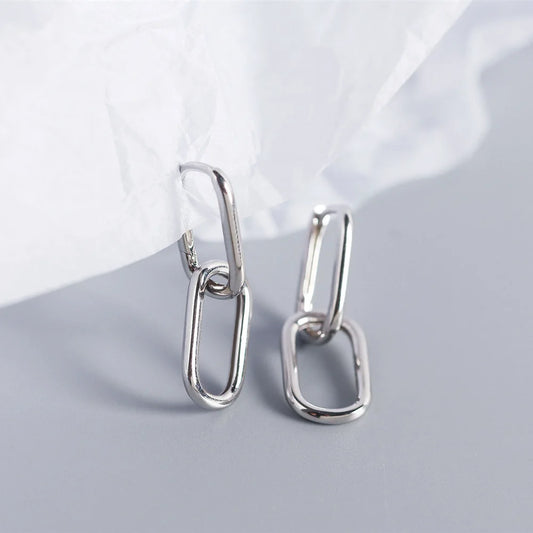 Micro Inlaid Zircon Geometric Earrings Paper Clip