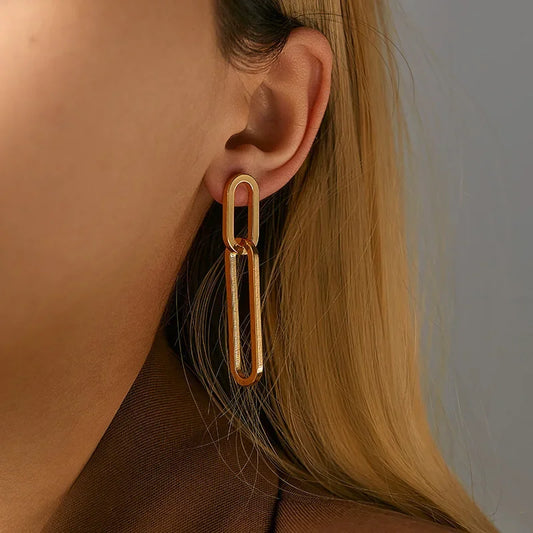 Micro Inlaid Zircon Geometric Earrings Paper Clip